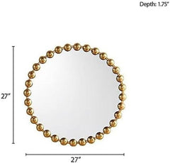 Round Wall Mirror With Gold Metal Frame 27 Inch Entryway-3