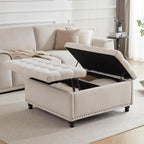 Beige Oversized Storage Ottoman Featuring Lift Top-0
