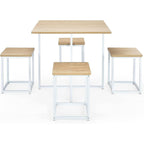 Compact Dining Table And Chairs Set Beige White Five Piece-0