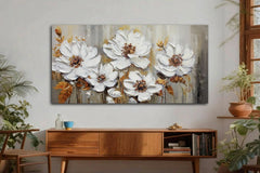 Premium Canvas Textured Floral Wall Art 58x29 Inches-2