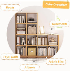 Eight Cube Organizer Bookcase Stackable Open Shelf Oak-3