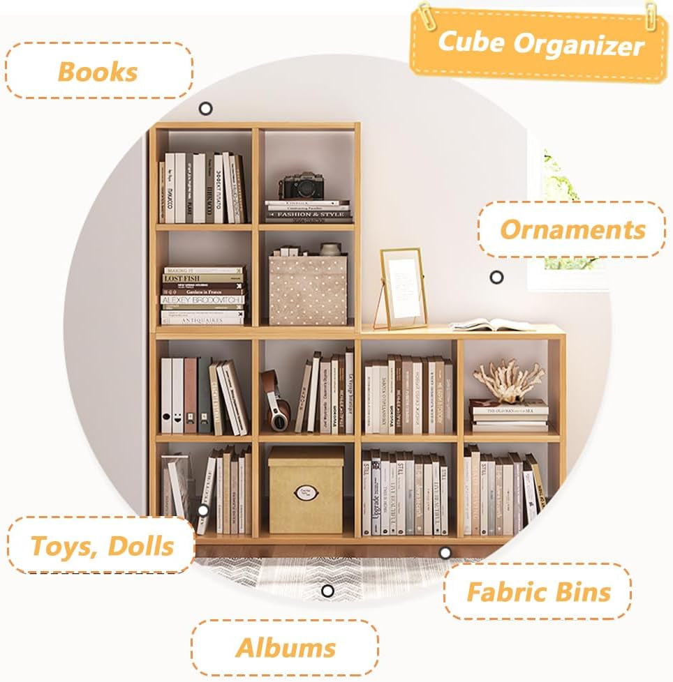 Eight Cube Organizer Bookcase Stackable Open Shelf Oak-3