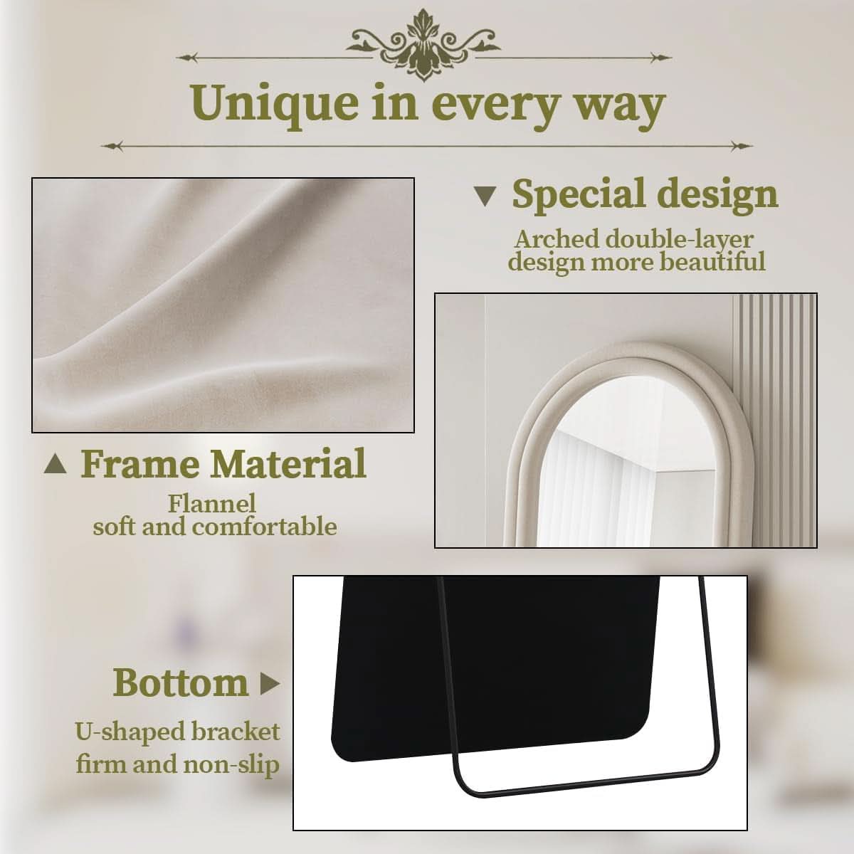 63 By 24 Inch Arched Full Length Freestanding Floor Mirror White-1