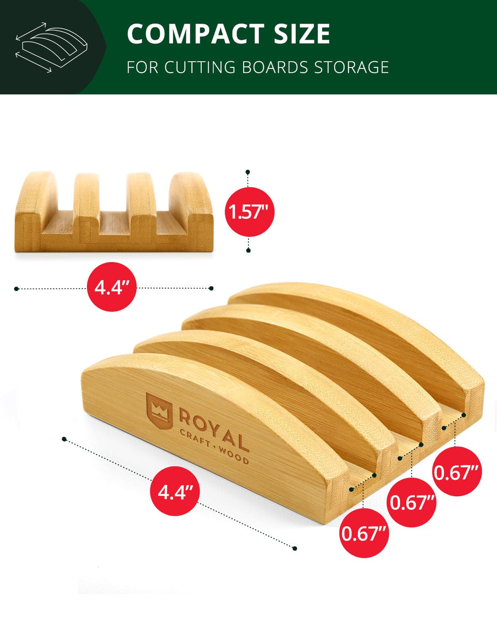 Cutting Board Stand with 3 Slots, Natural-3