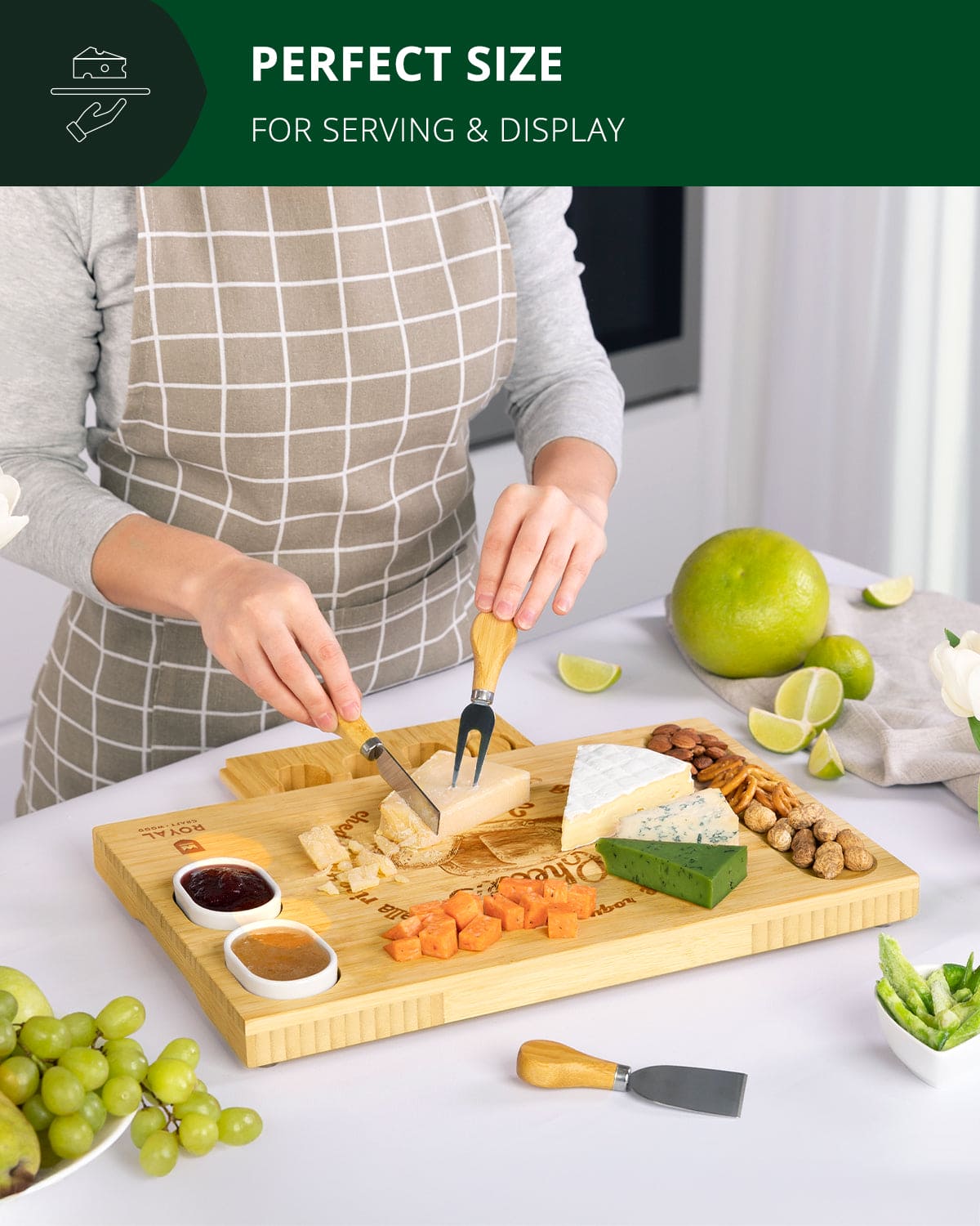 Cheese Board Set w/knives, 16.5“x11”-3