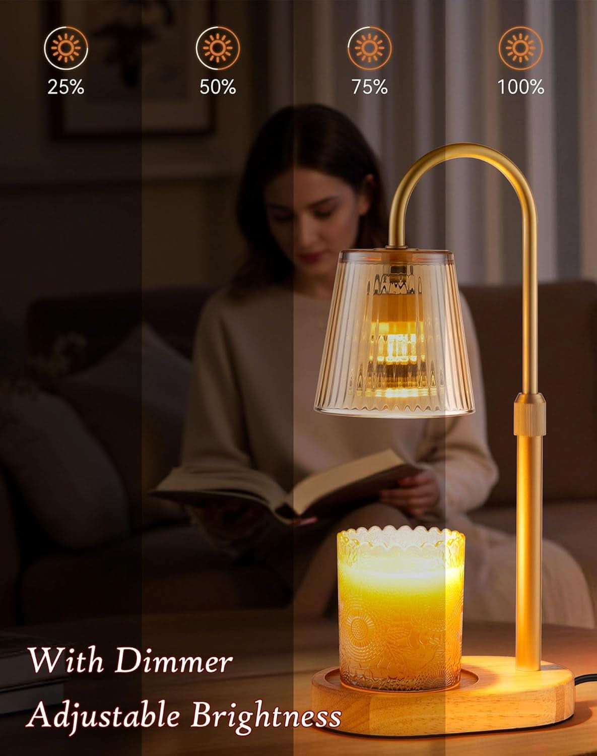 Stainless Adjustable Candle Warmer Lamp With Timer
