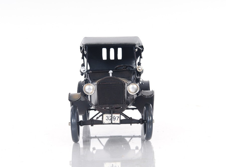 12" Black Metal c1908 Ford Model Car Tabletop Sculpture-3