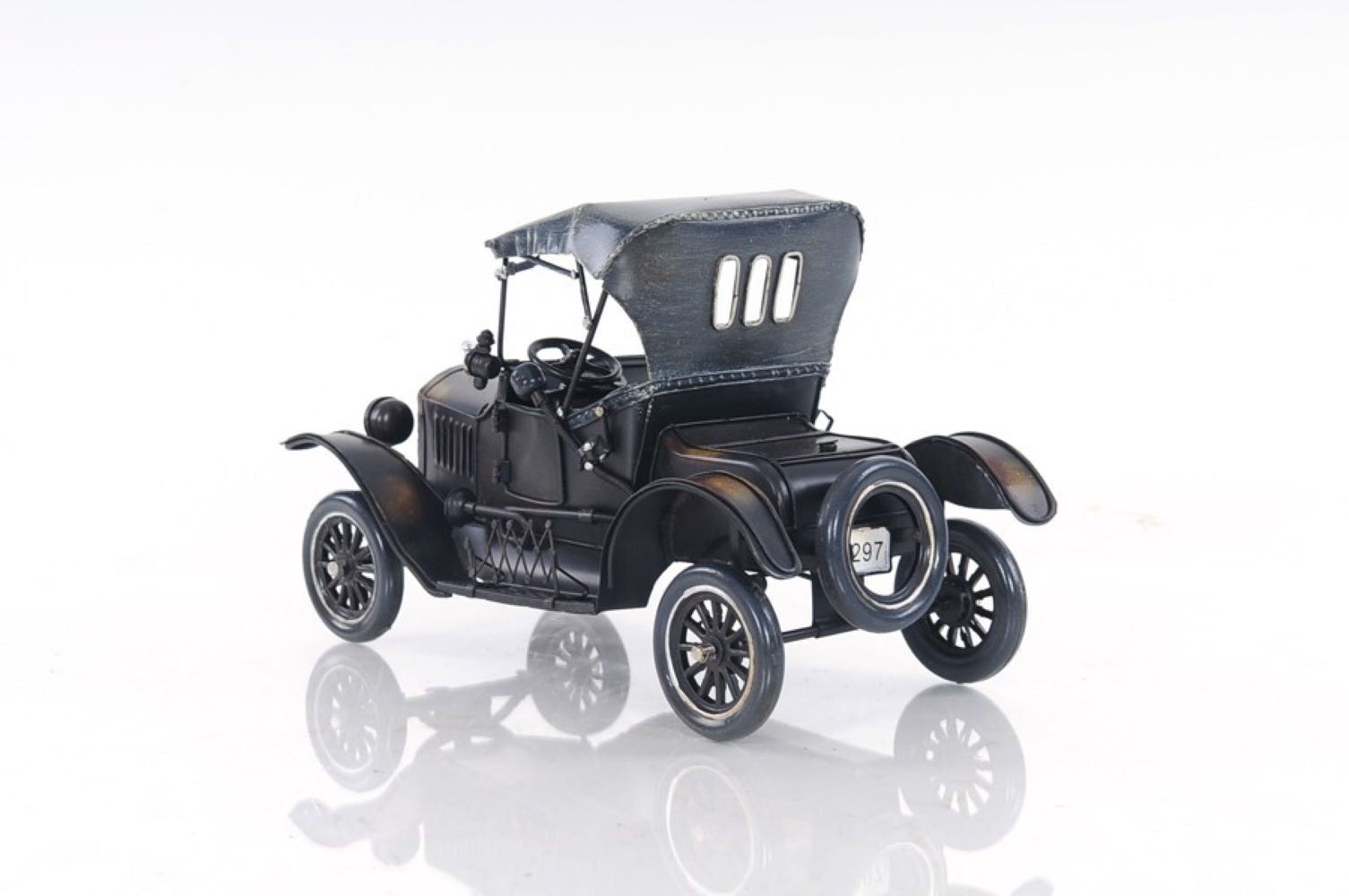 12" Black Metal c1908 Ford Model Car Tabletop Sculpture-4