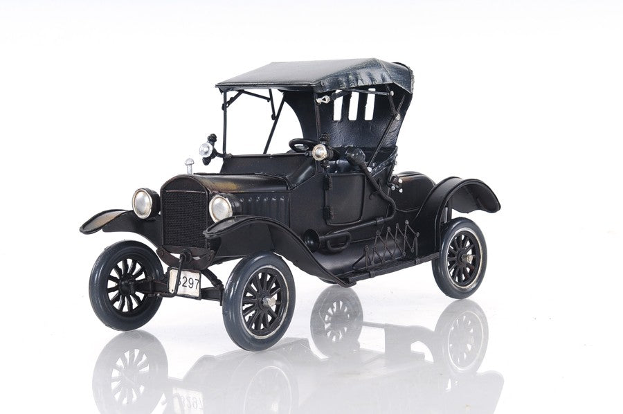 12" Black Metal c1908 Ford Model Car Tabletop Sculpture-1