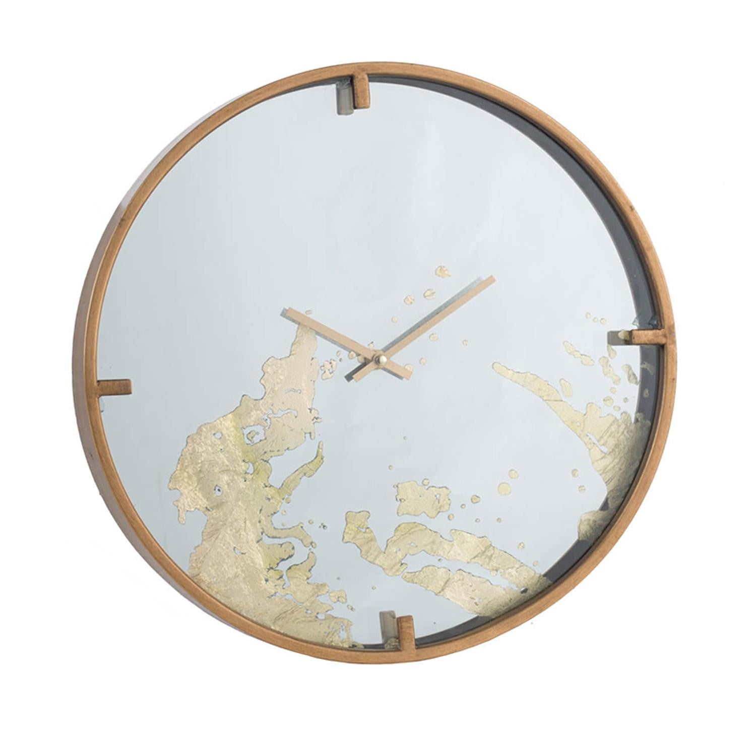 2" Round Gold And White Wood Analog Wall Clock-0