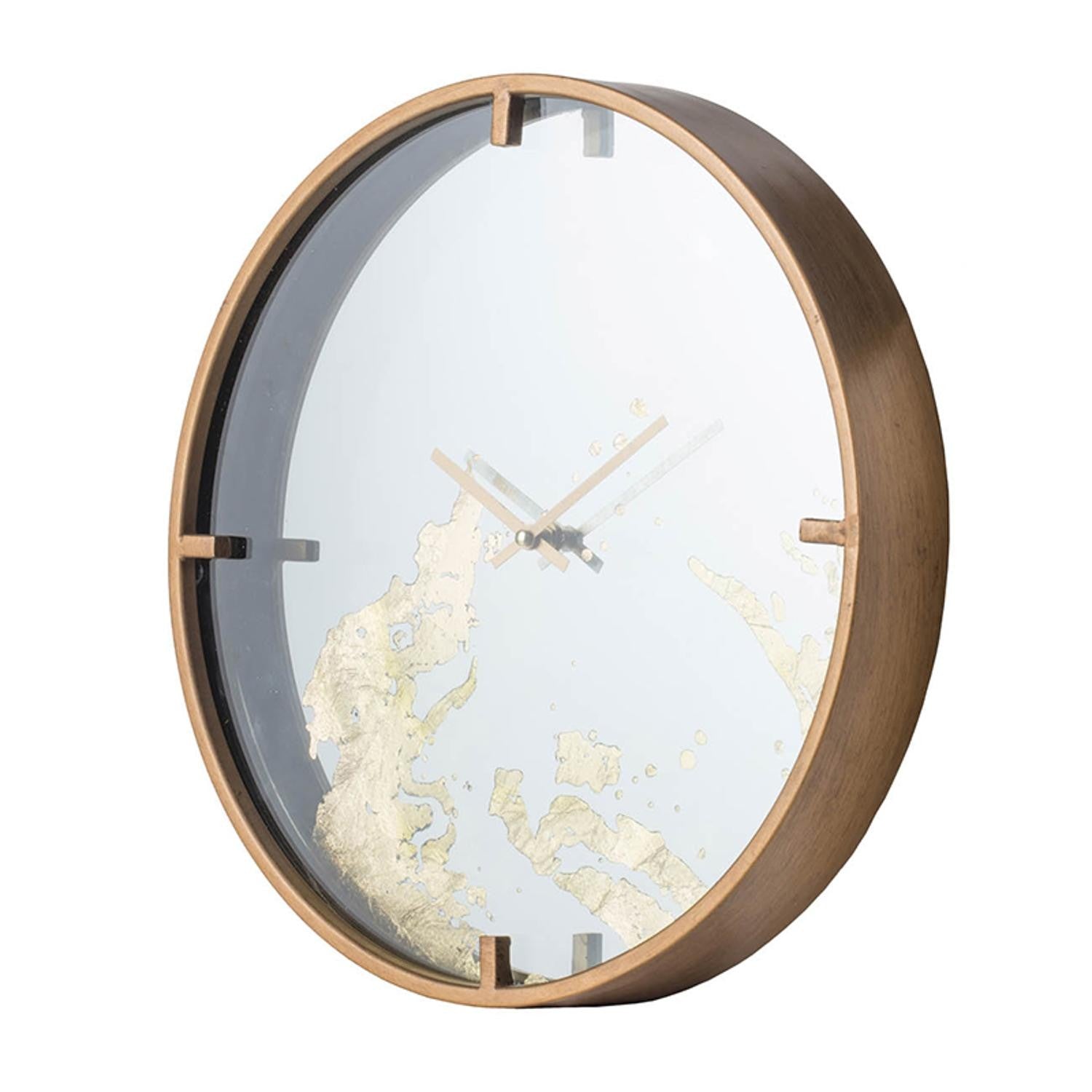 2" Round Gold And White Wood Analog Wall Clock-1