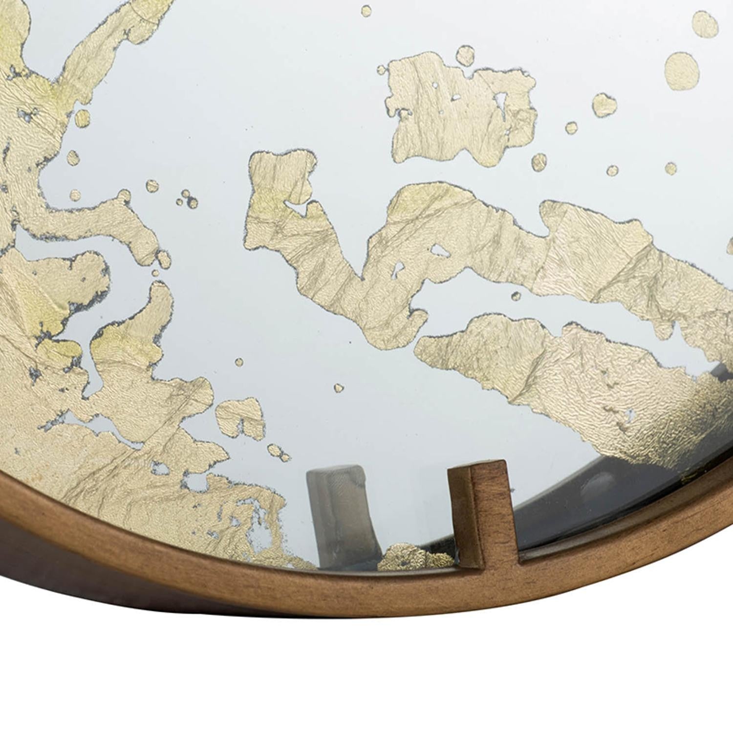 2" Round Gold And White Wood Analog Wall Clock-4