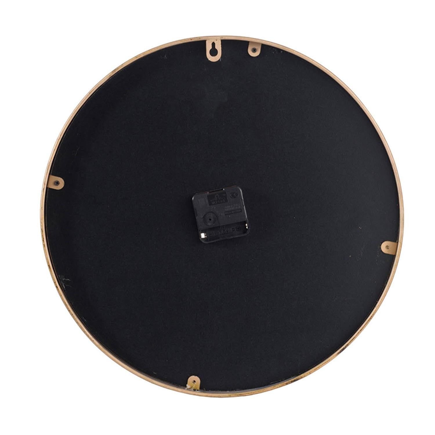 2" Round Gold And White Wood Analog Wall Clock-3