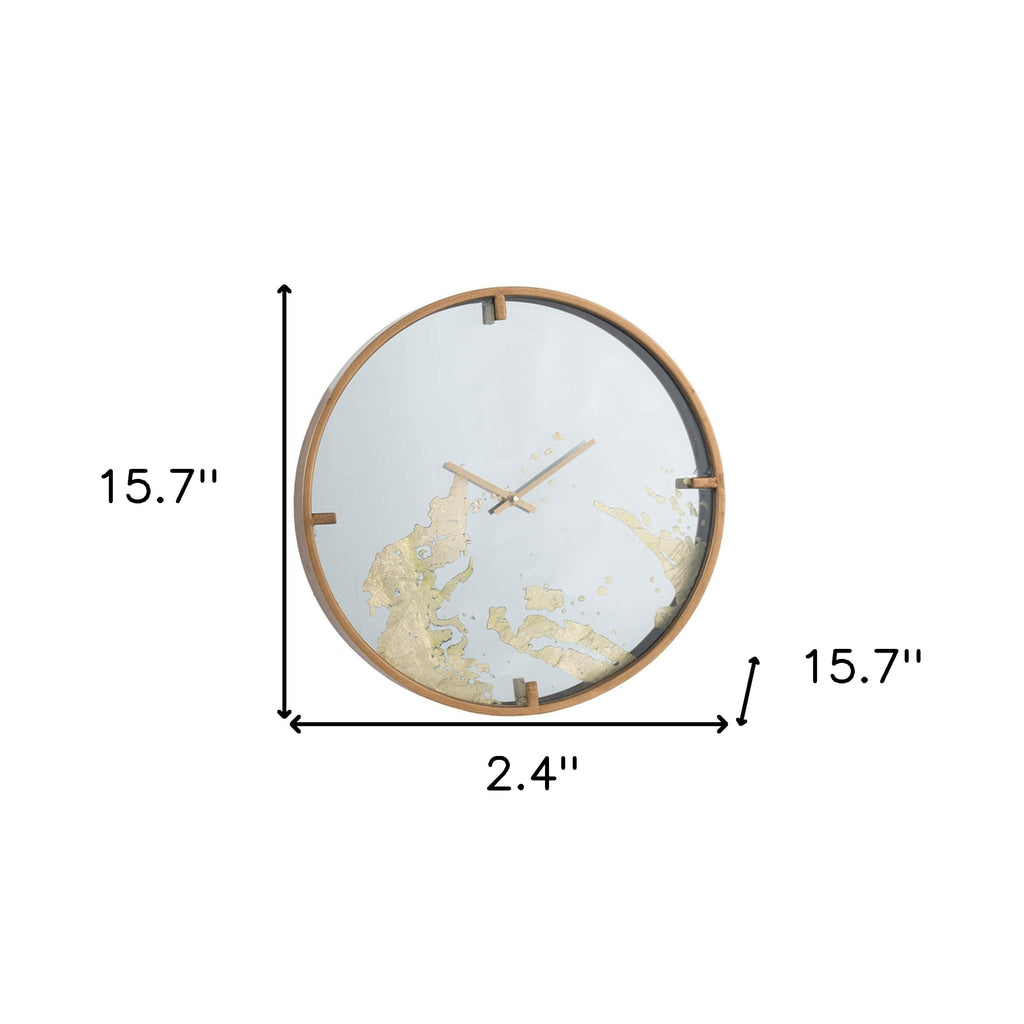 2" Round Gold And White Wood Analog Wall Clock-5