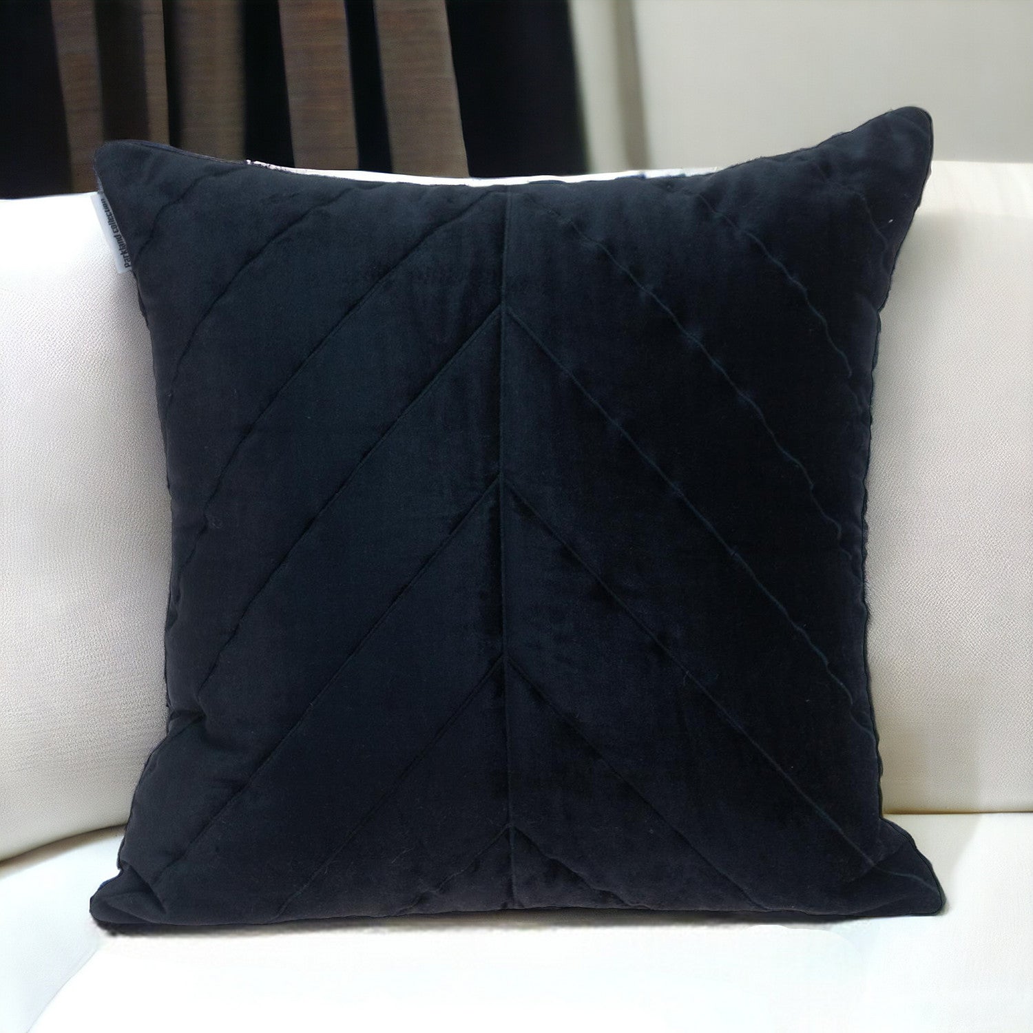 20" Black Cotton Blend Throw Pillow-1