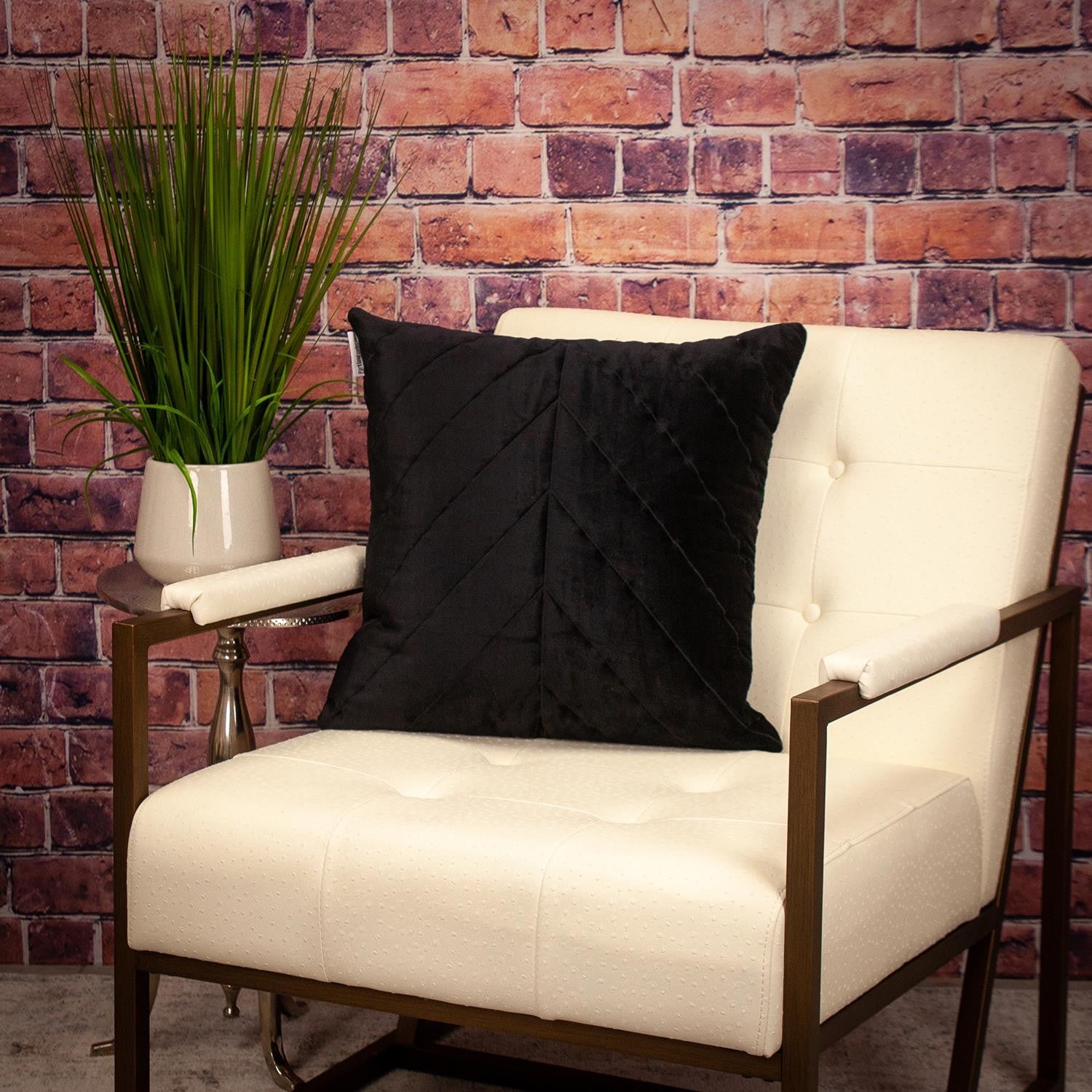 20" Black Cotton Blend Throw Pillow-6