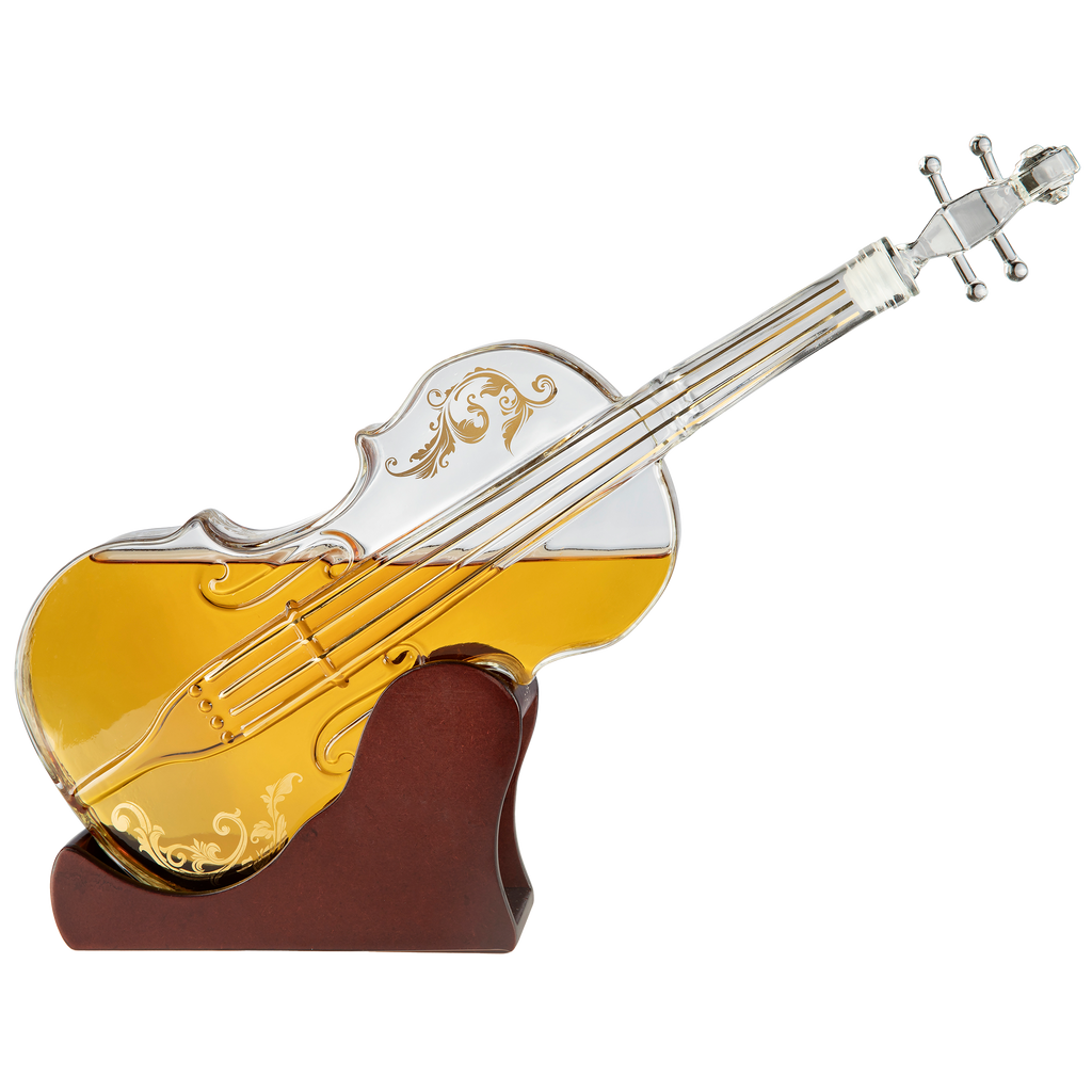 Glass Violin Decanter, Mahogany Base - 1000 ML