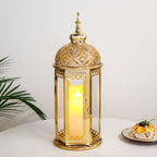 Moroccan Candle Lantern 37cm High Gold Candle Holder with Tempered Glass （40pcs）-4