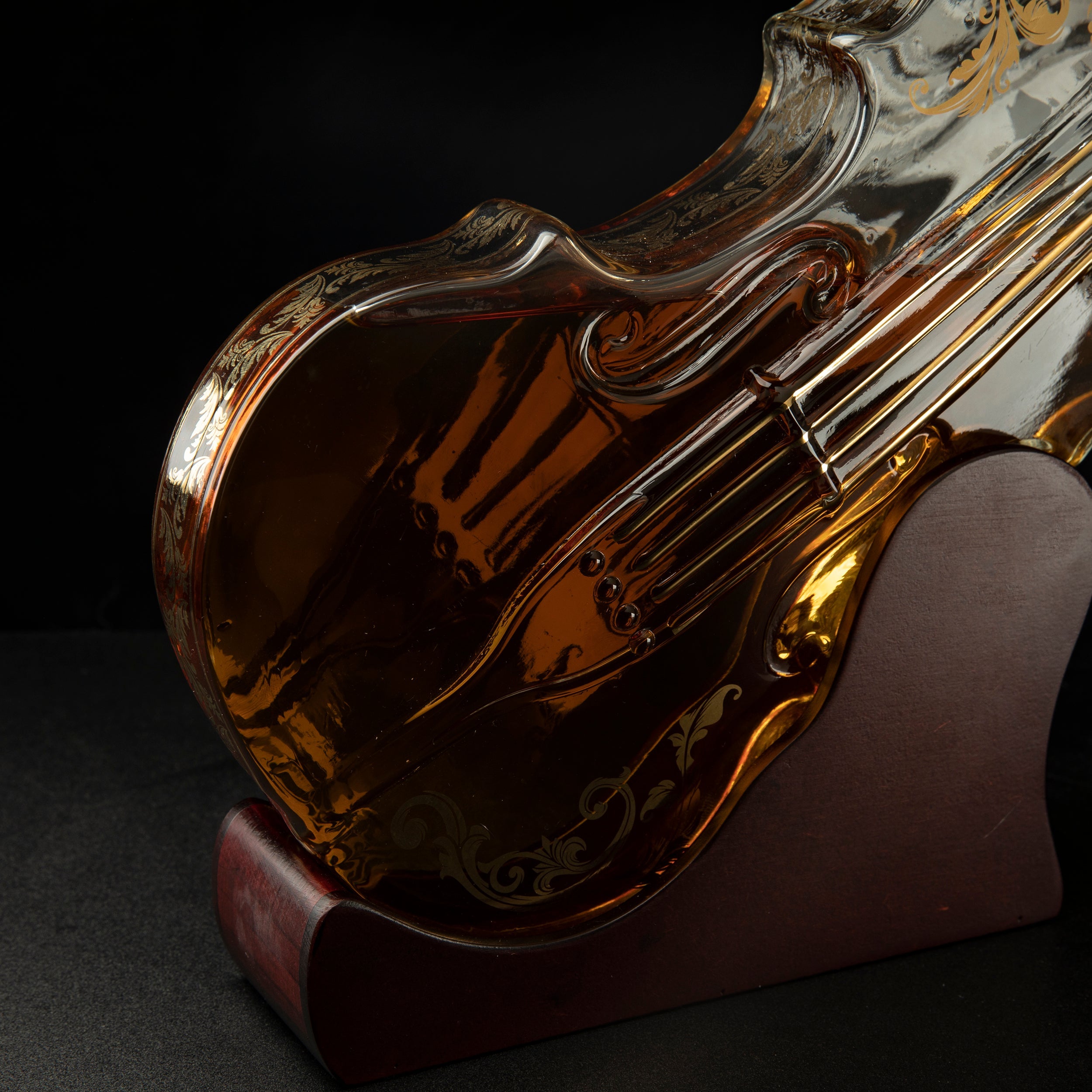 Glass Violin Decanter, Mahogany Base - 1000 ML