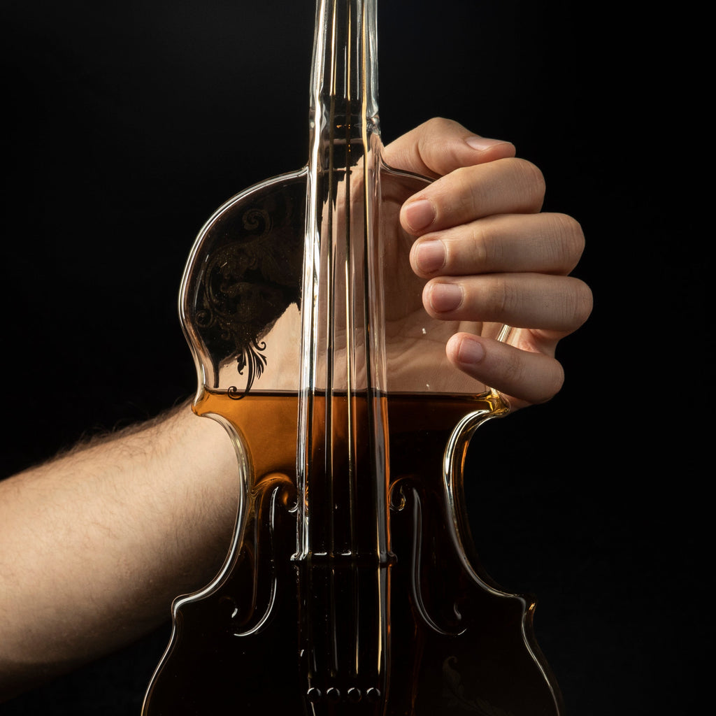 Glass Violin Decanter, Mahogany Base - 1000 ML
