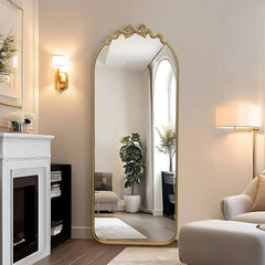Arched Floor Mirror 21x56 Gold Baroque Reflections-2