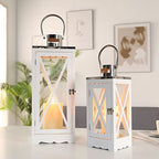 17.5''&24.5'' H Metal Decorative Candle Holders Rustic Hanging Lantern(Set of 2)-0