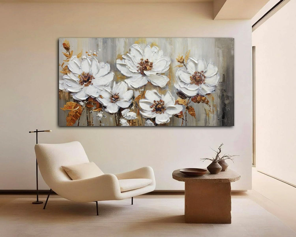 Premium Canvas Textured Floral Wall Art 58x29 Inches-4