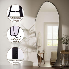 67x24 Oversized Diamond Floor Mirror Black Aluminum-3