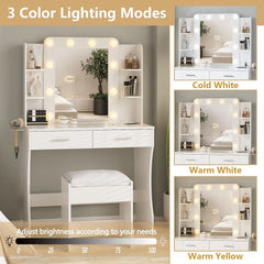 Vanity Desk White Ceramic Finishes LED Illumination-2