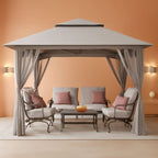 13x13 Grey Pop Up Gazebo Canopy Tent with Wheeled Bag-0