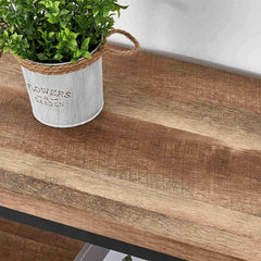 Rustic Wood Console Table With Three Shelves Metal Frame-2