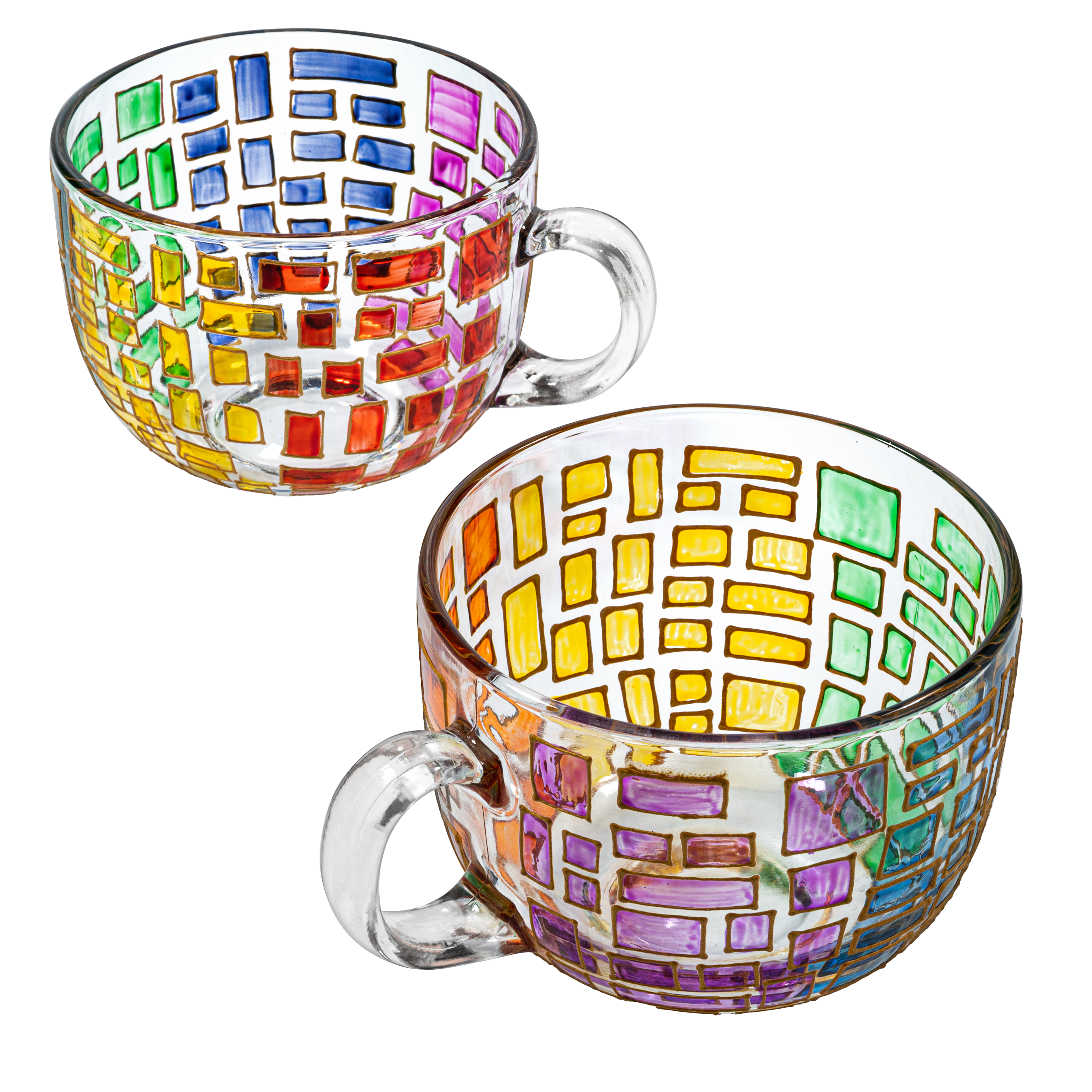Renaissance Stained Glass Windows Mugs, Set of 2