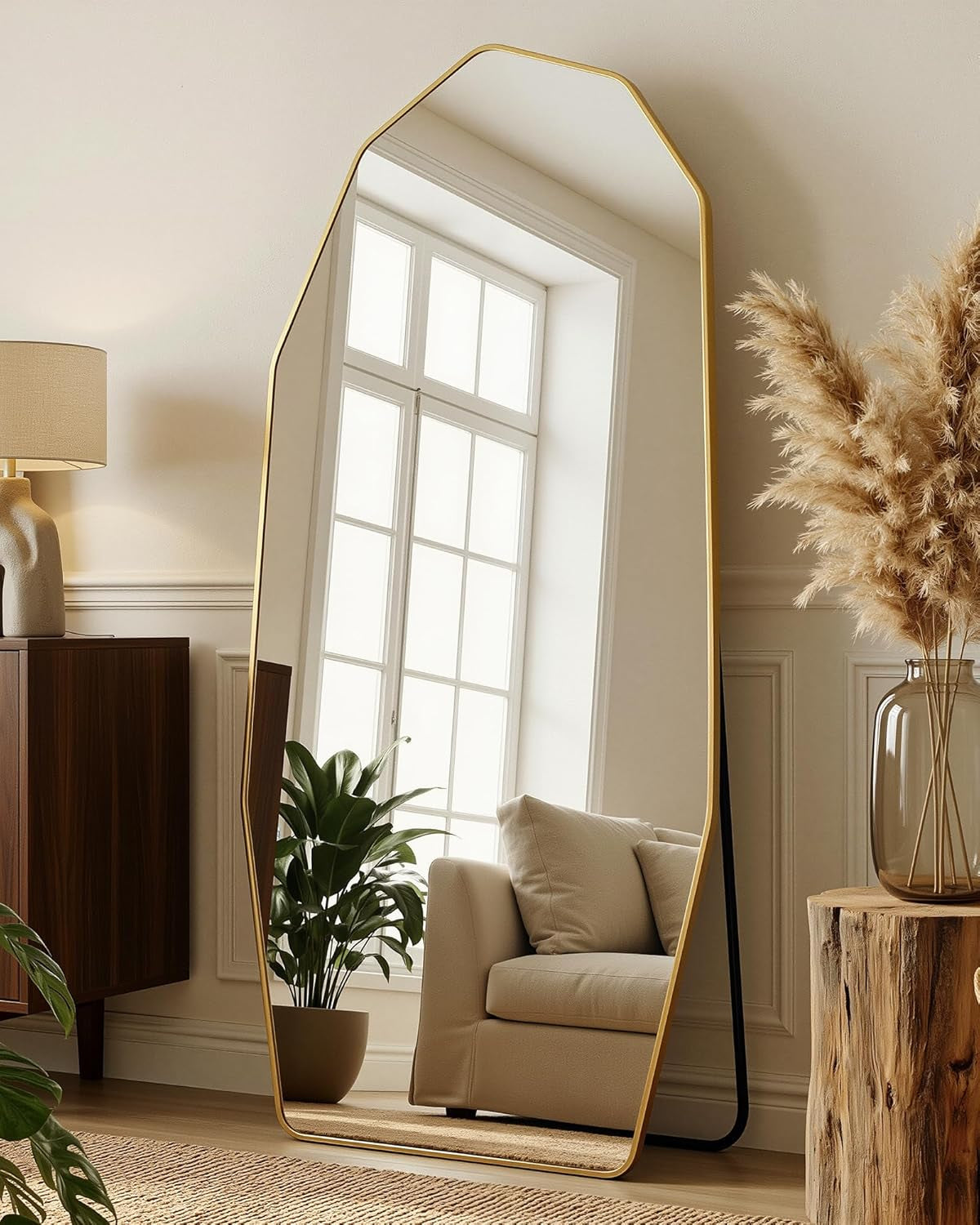 Full Length Mirror Seventy One Inches By Thirty Two Inches Gold Diamond Frame-0