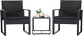 Black Cushioned Outdoor All Weather Patio Conversation Set-2