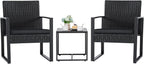 Black Cushioned Outdoor All Weather Patio Conversation Set-2