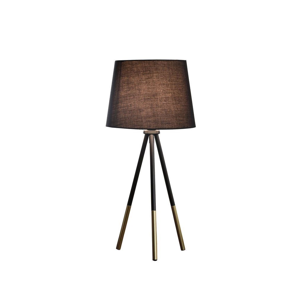 20" Gold Tripod Table Lamp With Black Empire Shade-2