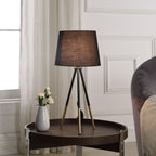 20" Gold Tripod Table Lamp With Black Empire Shade-6