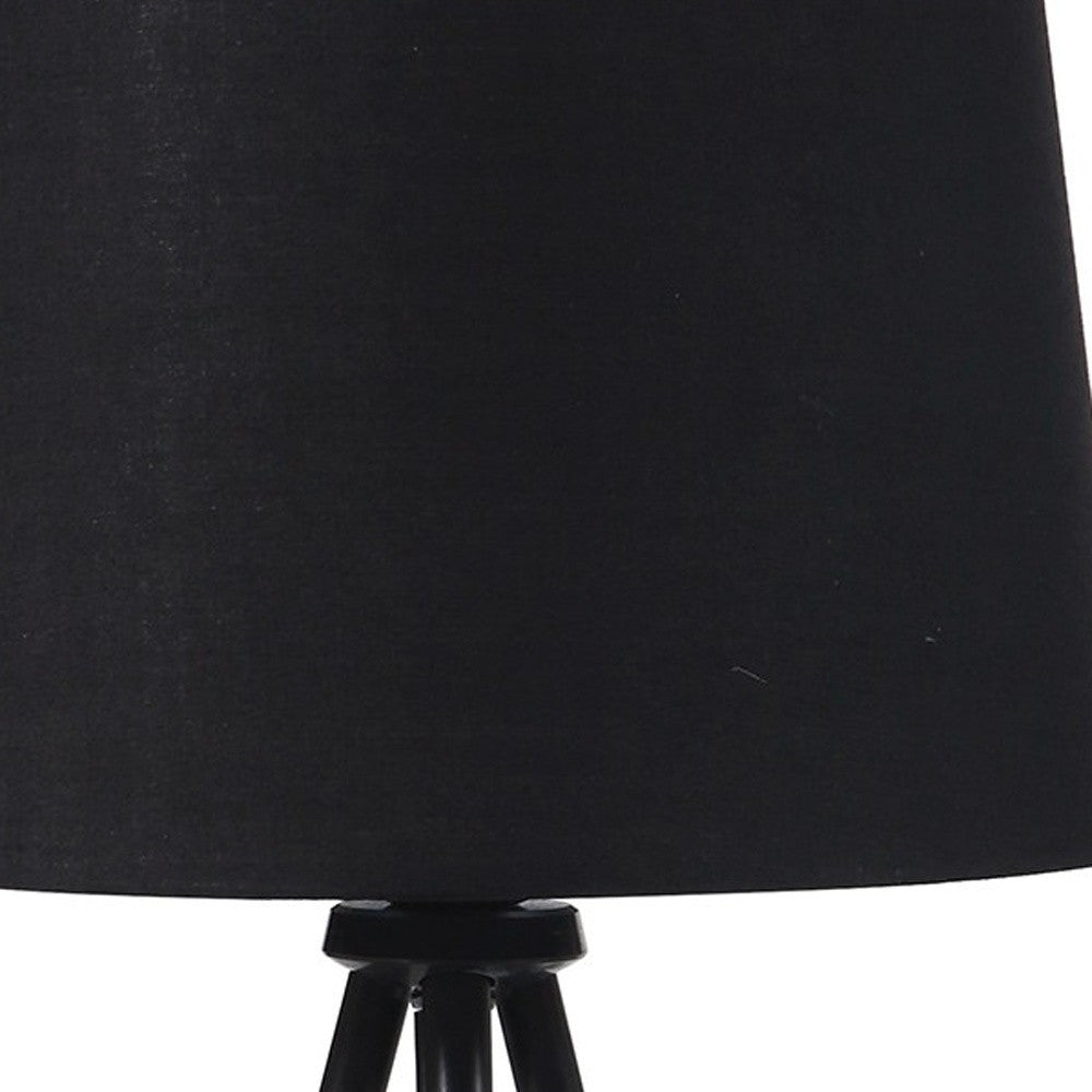 20" Gold Tripod Table Lamp With Black Empire Shade-5