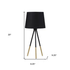 20" Gold Tripod Table Lamp With Black Empire Shade-7