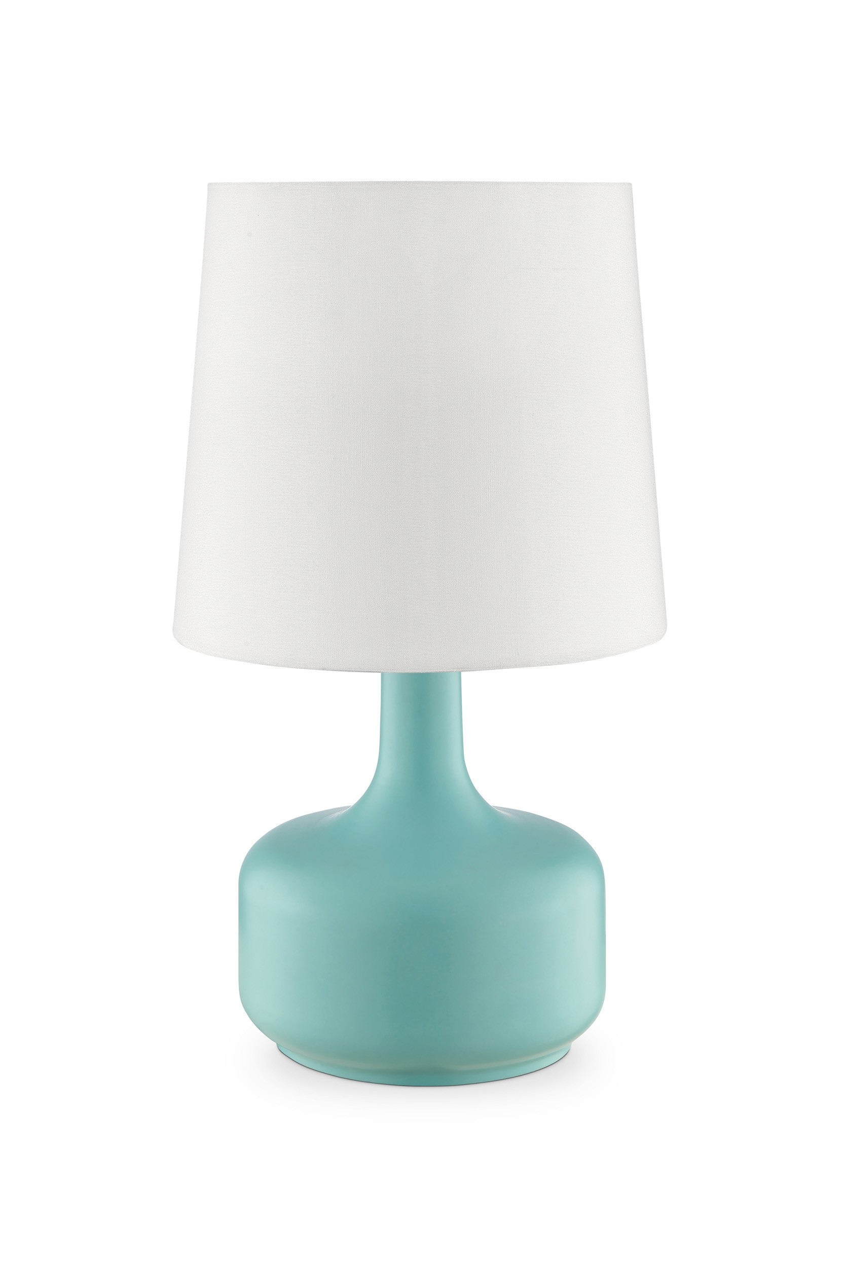 17" Blue Metal Bedside Table Lamp With White Shade-1