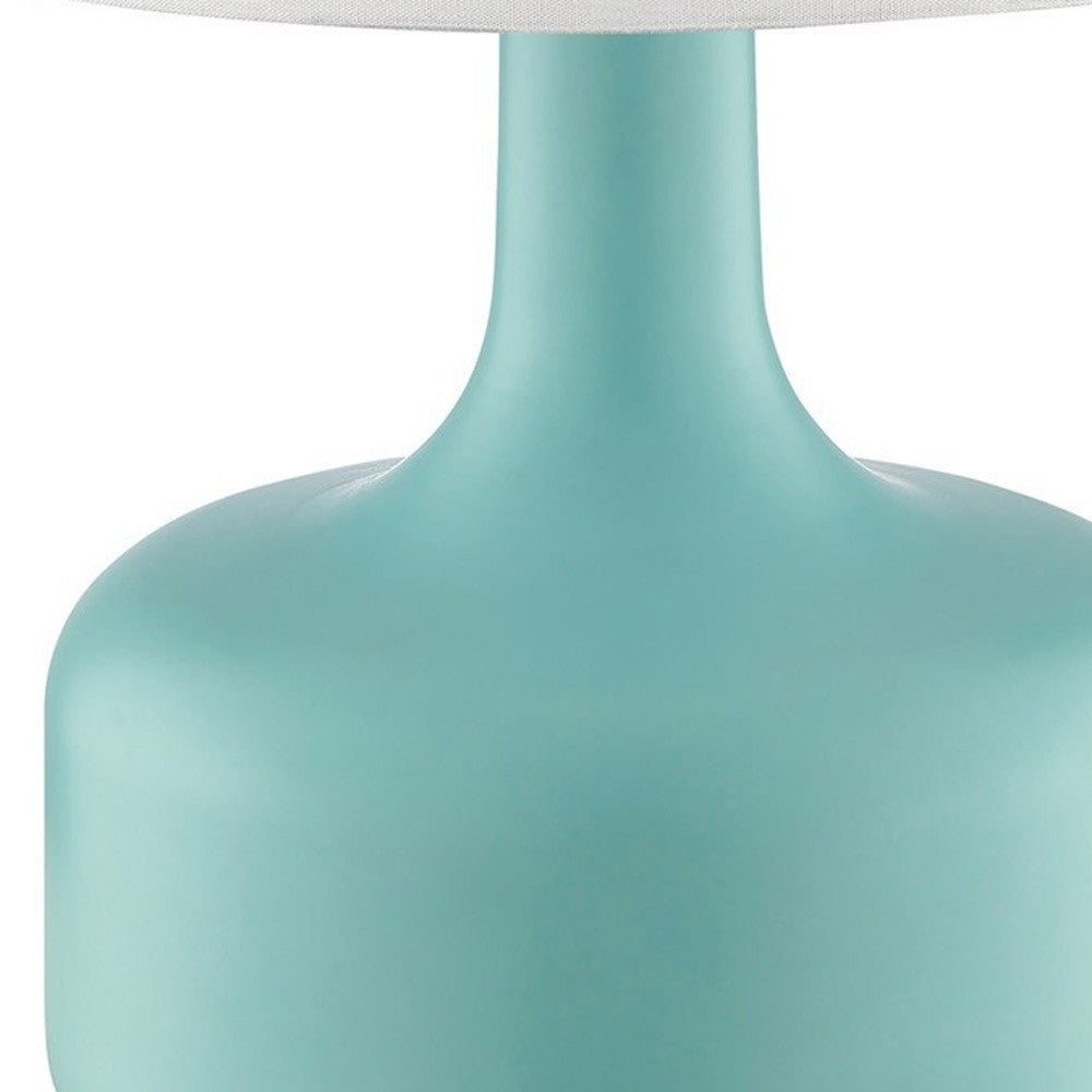 17" Blue Metal Bedside Table Lamp With White Shade-3
