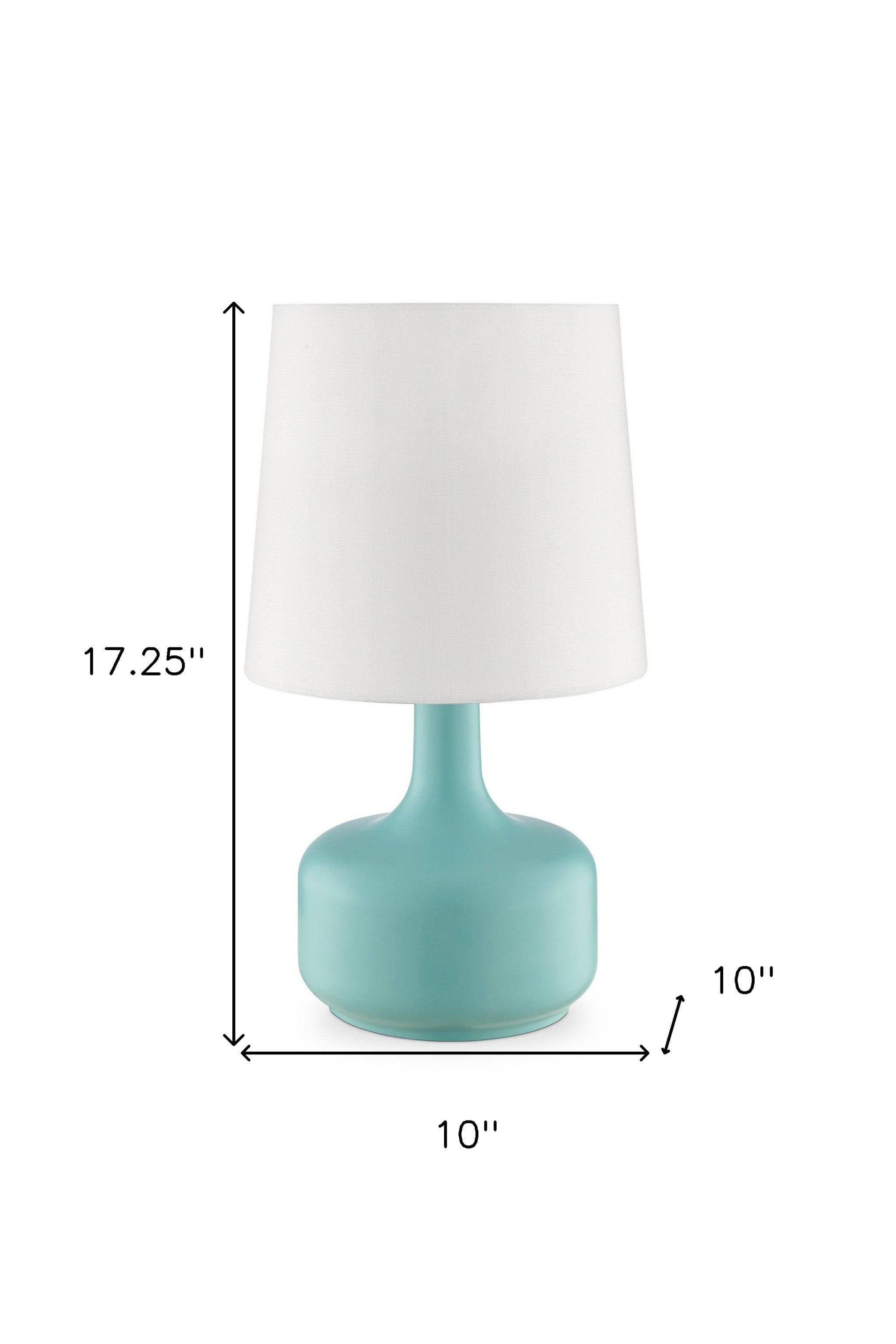 17" Blue Metal Bedside Table Lamp With White Shade-6