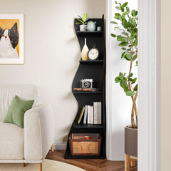 White 5 Tier Corner Shelf Wall Bookcase For Small Spaces-3