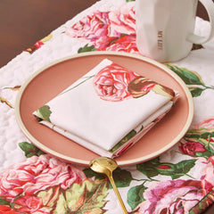 DaDa Bedding Set of 4-Pieces Romantic Roses Pink Floral Dining Table Napkins 18" x 18" (879)-1