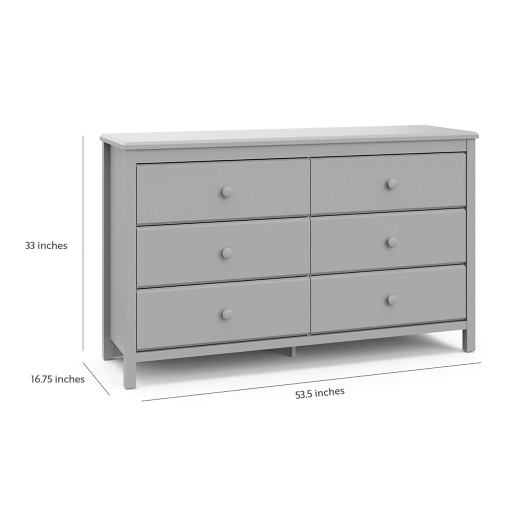 Pebble Gray 6 Drawer Double Dresser For Nursery Greenguard Gold Certified-2
