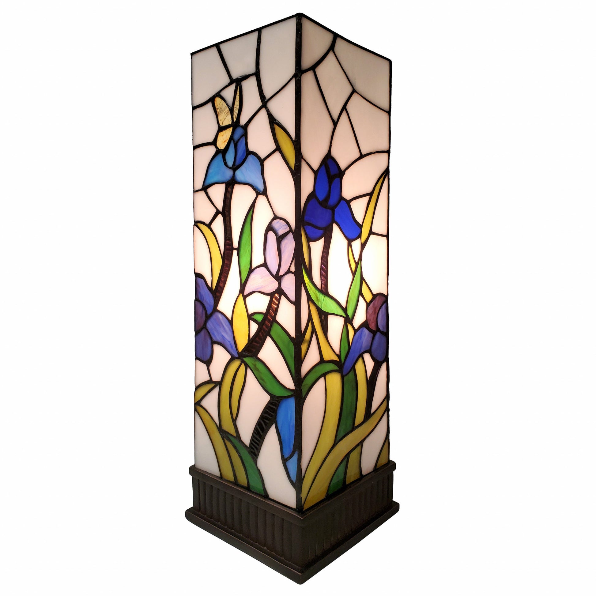 18" Tiffany Style Floral Dark Brown Base Table Lamp-1