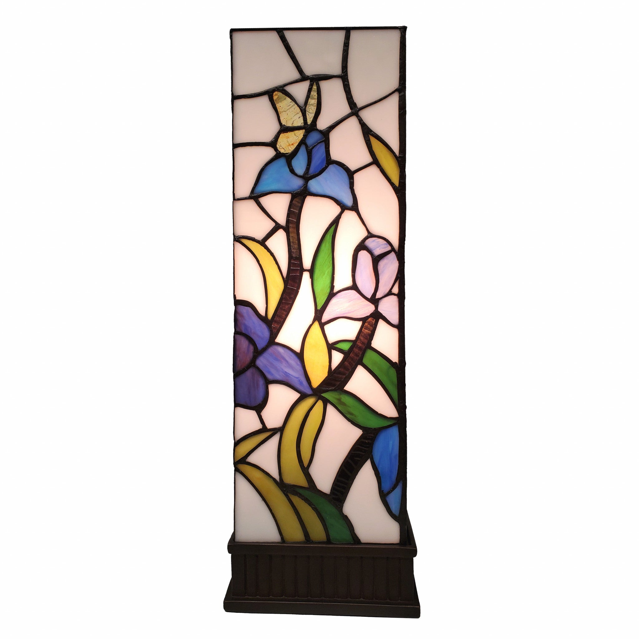 18" Tiffany Style Floral Dark Brown Base Table Lamp-2