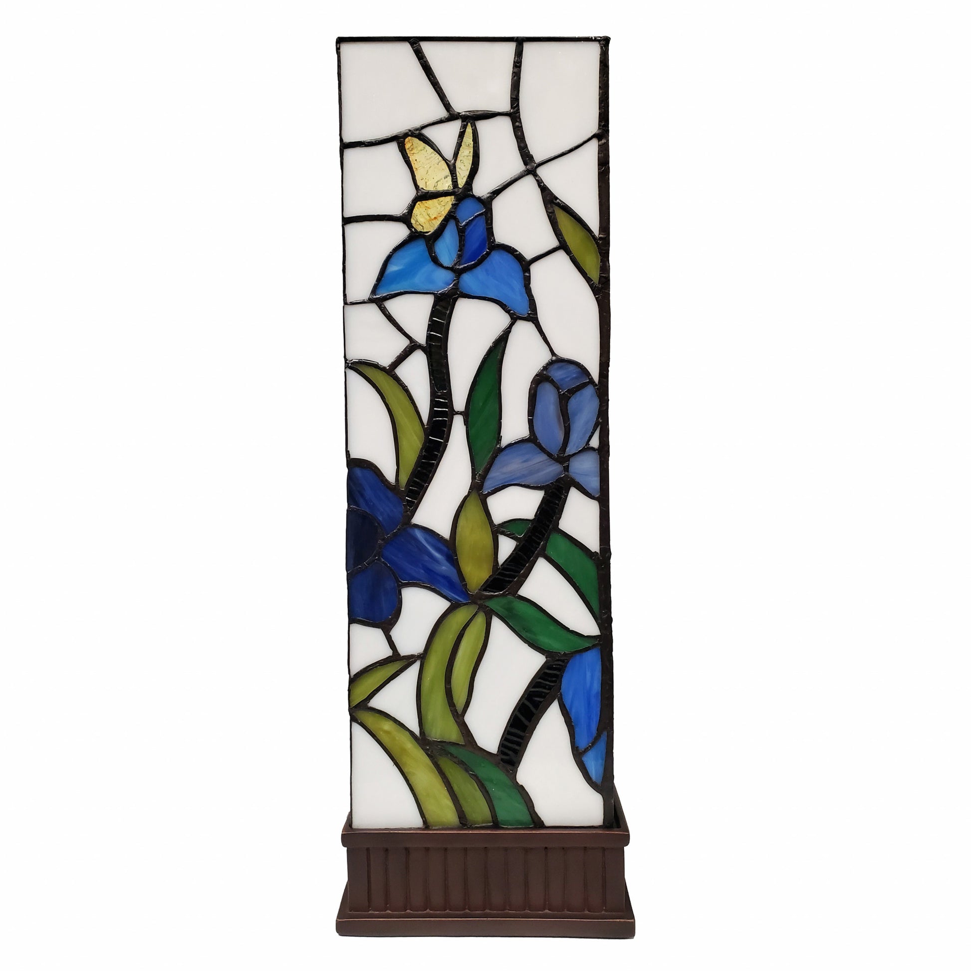 18" Tiffany Style Floral Dark Brown Base Table Lamp-3
