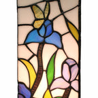 18" Tiffany Style Floral Dark Brown Base Table Lamp-4