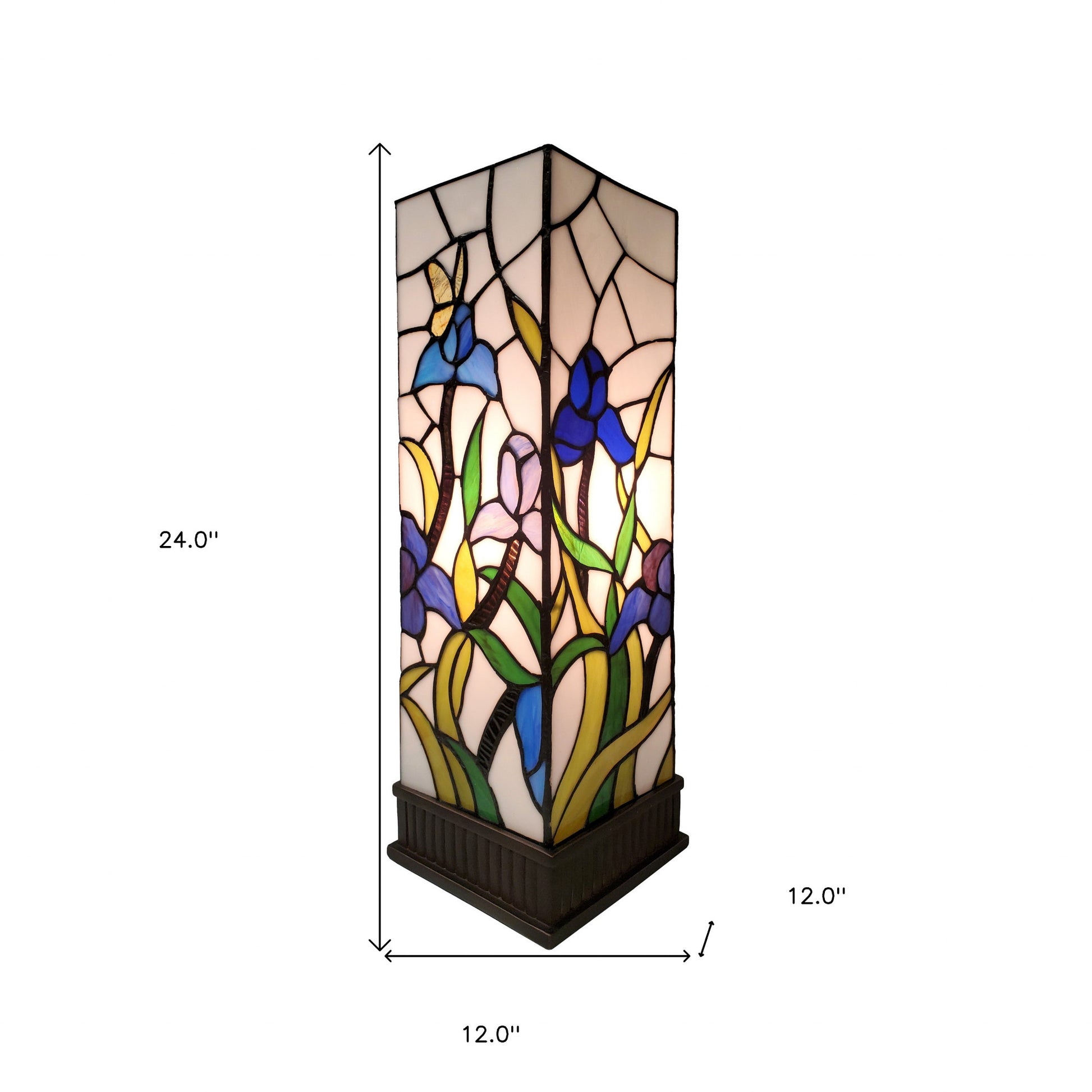 18" Tiffany Style Floral Dark Brown Base Table Lamp-6
